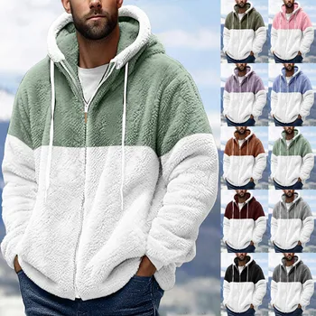 Мъжки палта 2023 ципове пуловер връхни дрехи случайни корейски плътен цвят контраст дълъг ръкав улично облекло реколта луксозно палто M-5xl 2