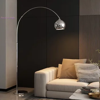 LED риболовна подова лампа Скандинавска риболовна лампа до дивана в хола хром/злато/черен дизайнер луксозна творческа подова лампа 2