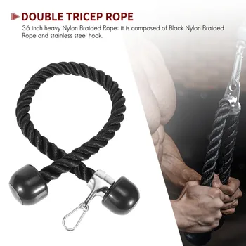 Heavy Duty Tricep Pull Down Rope 36 инча с Snap Hook Фитнес приставка кабелна машина Pulldown въже за домашна фитнес 2