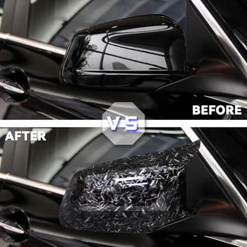 Автомобилна капачка за огледало за обратно виждане Странични капаци на огледалата Карбонови влакна стил черен годни за BMW Серия 5 F10 F11 F18 Pre-LCI 2010-2013 2