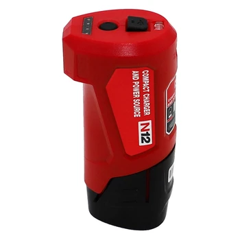 2X преносимо USB зарядно устройство за батерии и източник на захранване, подходящи за 48-59-1201 M12 USB адаптер-червен 2