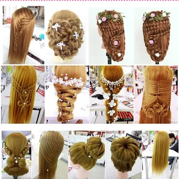 Манекен кукла главата за прически 80% реална коса професионална стайлинг главата гореща къдрене желязо изправи обучение салон фризьорски салон 2