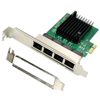 RJ-45 4-портов Ethernet сървърен адаптер Гигабитова мрежова карта PCI-E X1 интерфейс 2