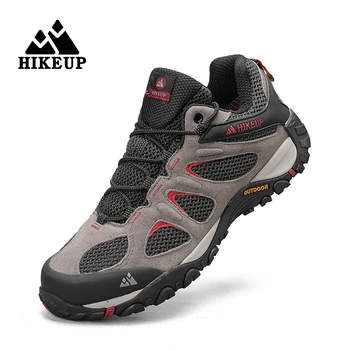 HIKEUP Нови нехлъзгащи се устойчиви на износване мъжки обувки за туризъм на открито Дишаща Splashproof катерене мъже маратонка лов планински обувки 2