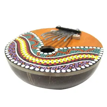 7 Key Kalimba Цветни боядисани кокосови черупки палец пиано музикален инструмент 2
