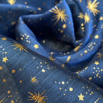 3/5/10m Blue Galaxy Stars Shimmer Органза плат за шиене От метъра