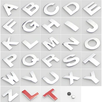 1Pcs 3D метал 45mm 25mm DIY букви азбука емблема номера хром етикетиране кола стикер цифрови значка аксесоари мотоциклет