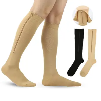 1 чифт удобни компресионни чорапи с цип дишащи разширени вени чорапи пот Wicking найлон чорапи
