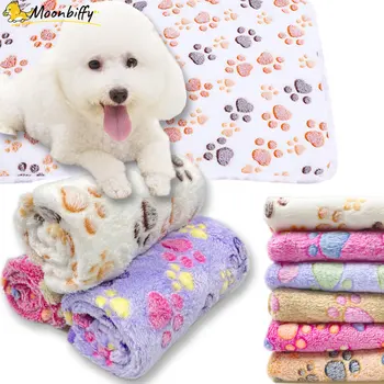 Soft Pet Blanket Winter Dog Cat Bed Mat Foot Print Warm Sleeping Mattress Small Medium Dogs Cats Coral Fleece Puppy Supplies