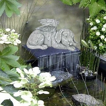 Ангел котка куче фигурки изкуствена смола надгробен камък скулптура орнамент начало декорация аксесоари подаръци за аквариуми за риба аквариуми