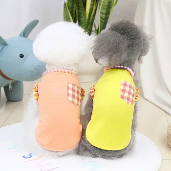 Summer Pet Dog Vest Plaid Print Dogs Clothes Thin Pet Pulover Puppy Small Dog Breathable Knitting French Bulldog Chihuahua 강아지옷