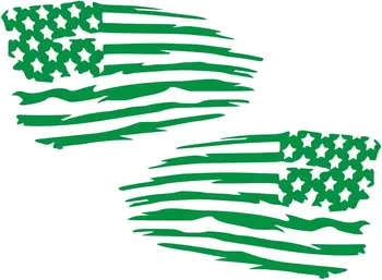 UR Импресии Blk огледално разкъсано американско знаме 2-Pack Decal винил стикер графика за автомобили камиони SUV ванове стени прозорци 2